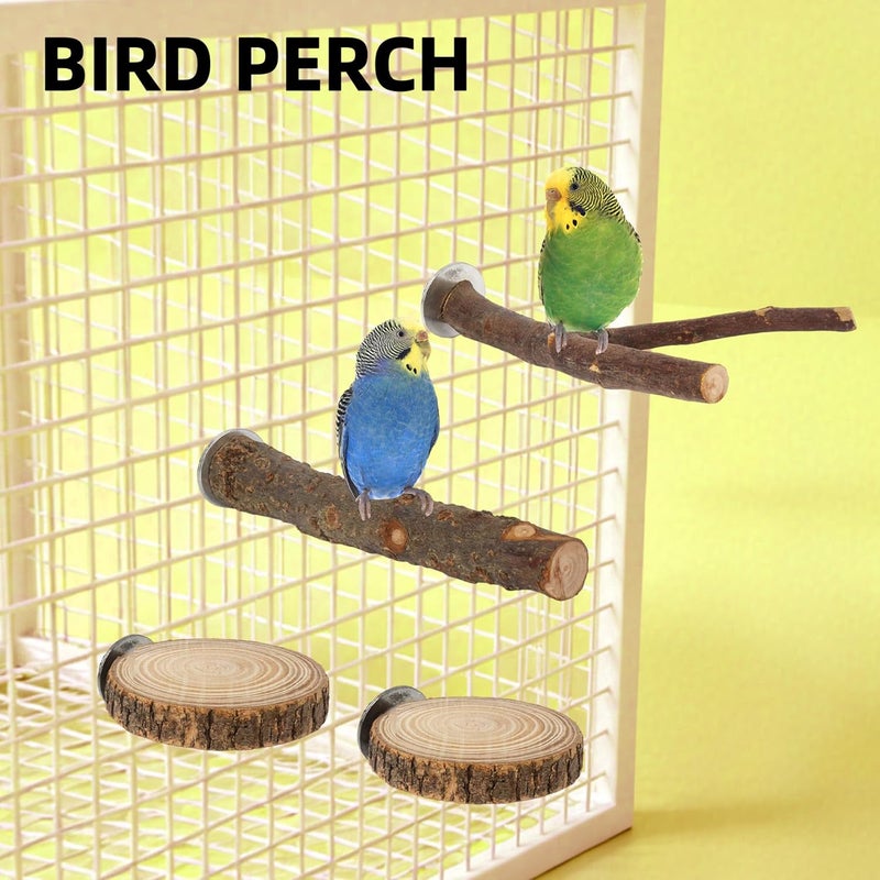 Dmnnlp Hanging Bird Bath for Cage, with Wood Perches, Bird Cage Accessories for Small Medium Birds Lovebird, Parakeet, Cockatiel, Essential Bird 7.3" x 7.3" x 8.2" (White) - Image 5